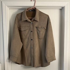 Zara Beige Suede-Look Shirt
